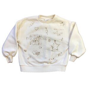 Zara Embellished‎ Pullover Crewneck Sweatshirt Girls 7 "The City is Calling Me"